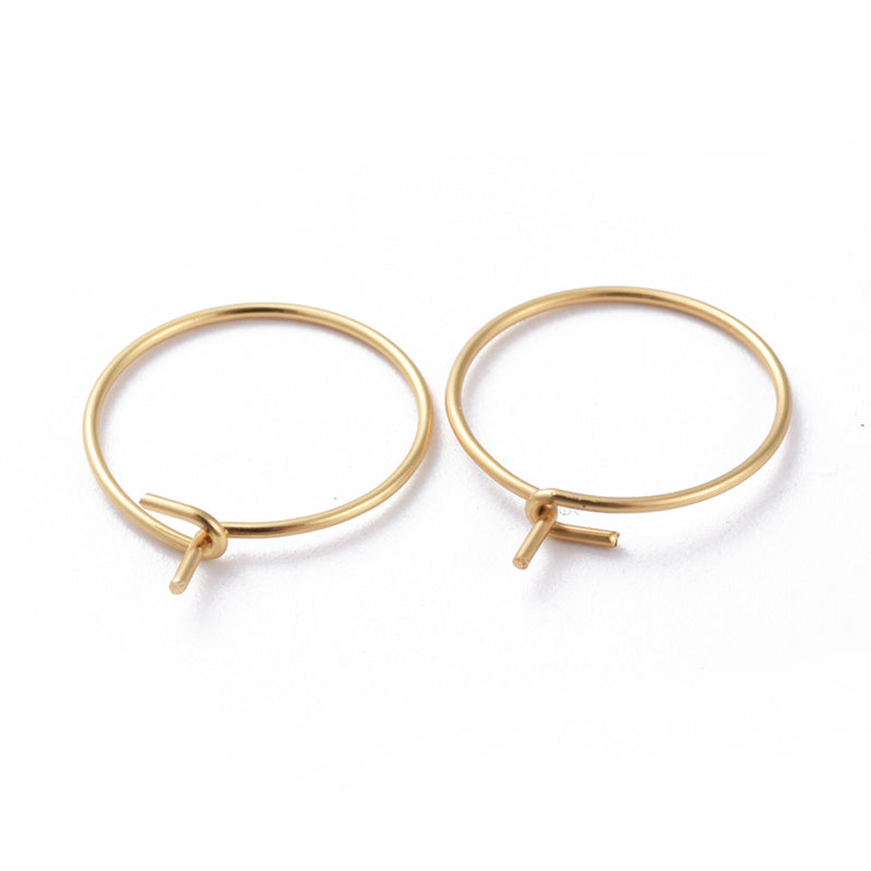 The Bead Store 18K Gold Plated Stainless Steel Earring Hoops / Wine Glass Hoops ~ pack of 10