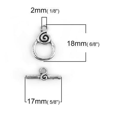 The Bead Store 18mm Antique Silver Plated Spiral Toggle Clasp