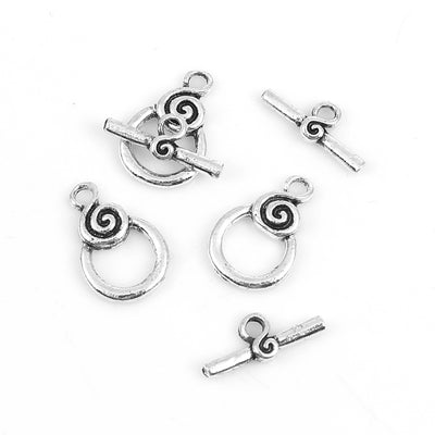 The Bead Store 18mm Antique Silver Plated Spiral Toggle Clasp