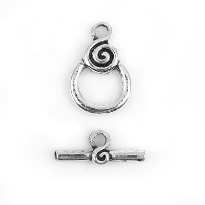 The Bead Store 18mm Antique Silver Plated Spiral Toggle Clasp