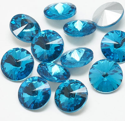 The Bead Store 18mm Crystal Glass Foiled Rivoli Aquamarine Pack of 2