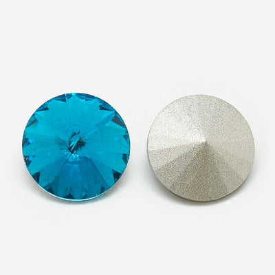 The Bead Store 18mm Crystal Glass Foiled Rivoli Aquamarine Pack of 2