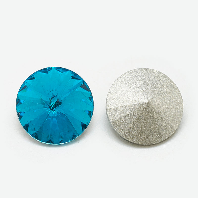 The Bead Store 18mm Crystal Glass Foiled Rivoli Aquamarine Pack of 2