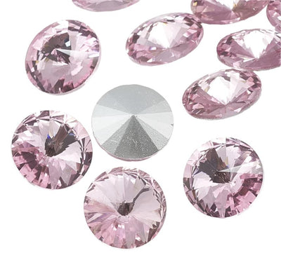 The Bead Store 18mm Crystal Glass Foiled Rivoli Light Rose Pack of 2