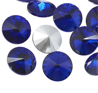 The Bead Store 18mm Crystal Glass Foiled Rivoli Sapphire Pack of 2