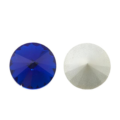 The Bead Store 18mm Crystal Glass Foiled Rivoli Sapphire Pack of 2
