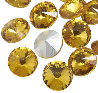 The Bead Store 18mm Crystal Glass Foiled Rivoli Topaz Pack of 2