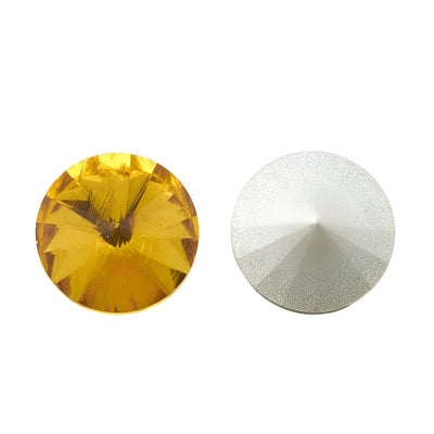 The Bead Store 18mm Crystal Glass Foiled Rivoli Topaz Pack of 2