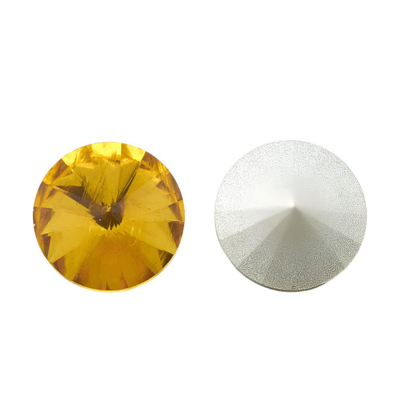 The Bead Store 18mm Crystal Glass Foiled Rivoli Topaz Pack of 2