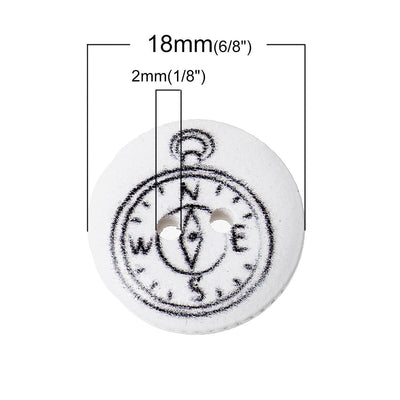 The Bead Store 18mm Seaside Themed 2-Hole Wooden Buttons Pack of 15