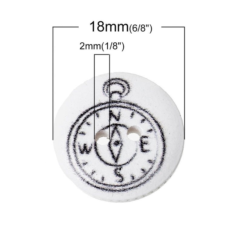 The Bead Store 18mm Seaside Themed 2-Hole Wooden Buttons Pack of 15