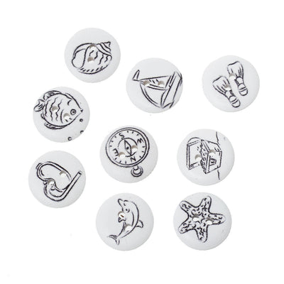 The Bead Store 18mm Seaside Themed 2-Hole Wooden Buttons Pack of 15