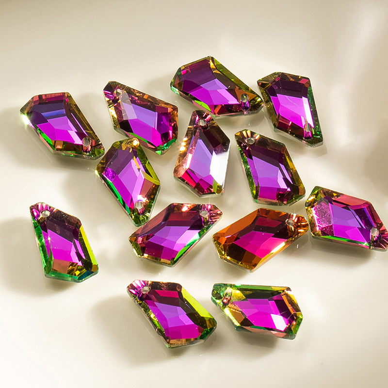 The Bead Store 18x11mm Crystal Glass Irregular Shape Pendant Purple Rainbow