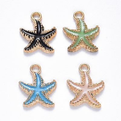 The Bead Store 18x13mm Gold Plated Enamelled Starfish Charms Pack of 4