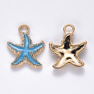 The Bead Store 18x13mm Gold Plated Enamelled Starfish Charms Pack of 4