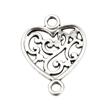 The Bead Store 19mm Antique Silver Plated Filigree Heart Connectors ~ Pack of 4