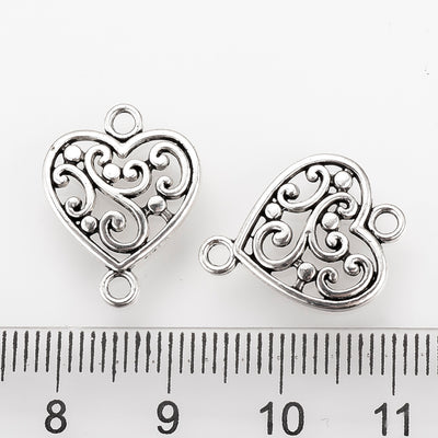 The Bead Store 19mm Antique Silver Plated Filigree Heart Connectors ~ Pack of 4