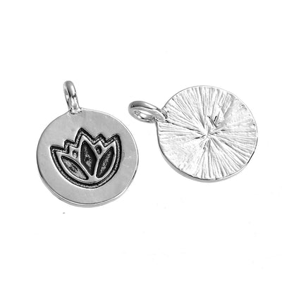 The Bead Store 19x15mm Silver Tone Lotus Charm