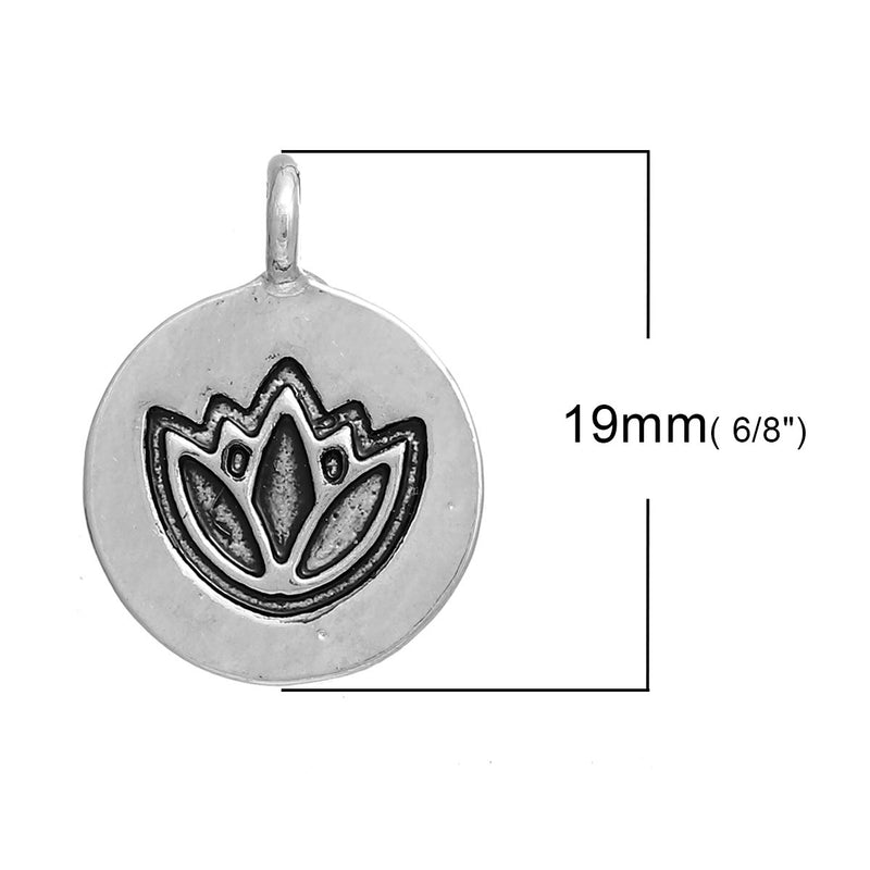 The Bead Store 19x15mm Silver Tone Lotus Charm