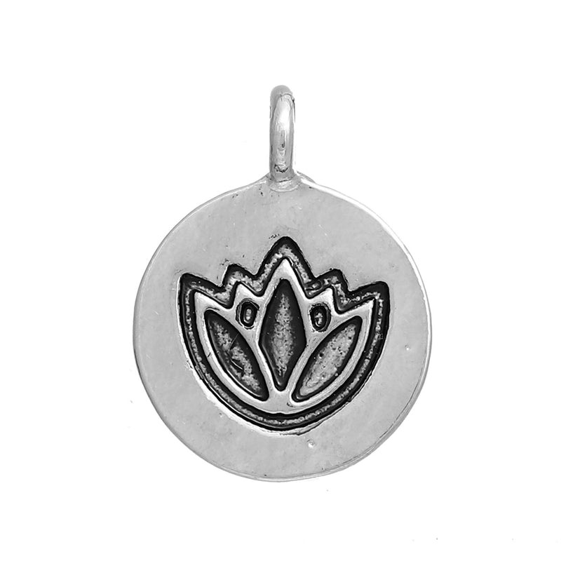 The Bead Store 19x15mm Silver Tone Lotus Charm