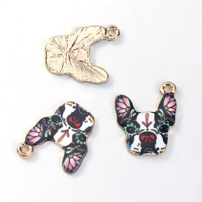 The Bead Store 19x16mm Gold Plated Enamelled Bulldog Charm