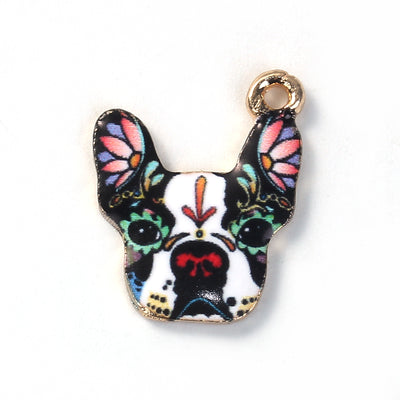 The Bead Store 19x16mm Gold Plated Enamelled Bulldog Charm