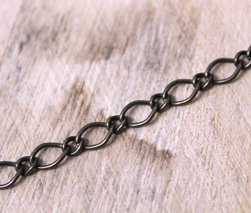 The Bead Store 1 Metre of Antique Bronze Plated Textured Cable Chain 5mm and 3mm Links