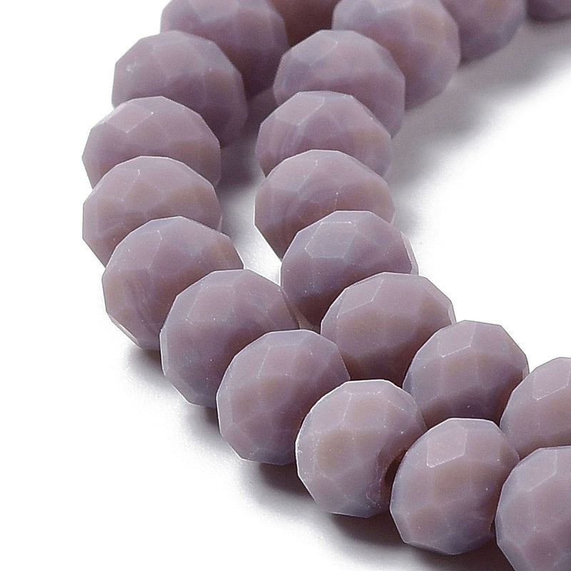 The Bead Store 1 Strand of 6x4mm Faceted Glass Rondelle Beads Frosted Thistle approx. 86 beads