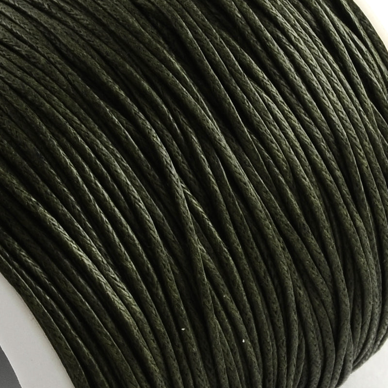 The Bead Store 1mm Dark Olive Green Waxed Cotton Cord 1 Metre