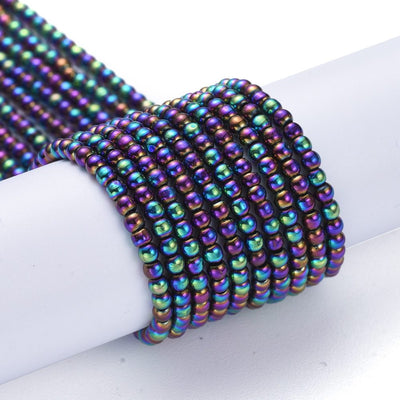 The Bead Store 2.5mm Round Glass Beads Multicolour Plated approx. 170 beads/string