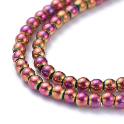 The Bead Store 2.5mm Round Glass Beads Purple Plated approx. 170 beads/string