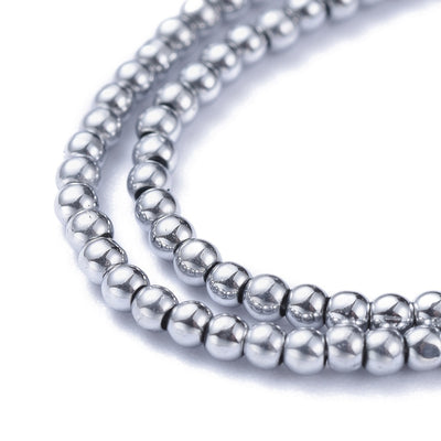 The Bead Store 2.5mm Round Glass Beads Silver Plated approx. 170 beads/string