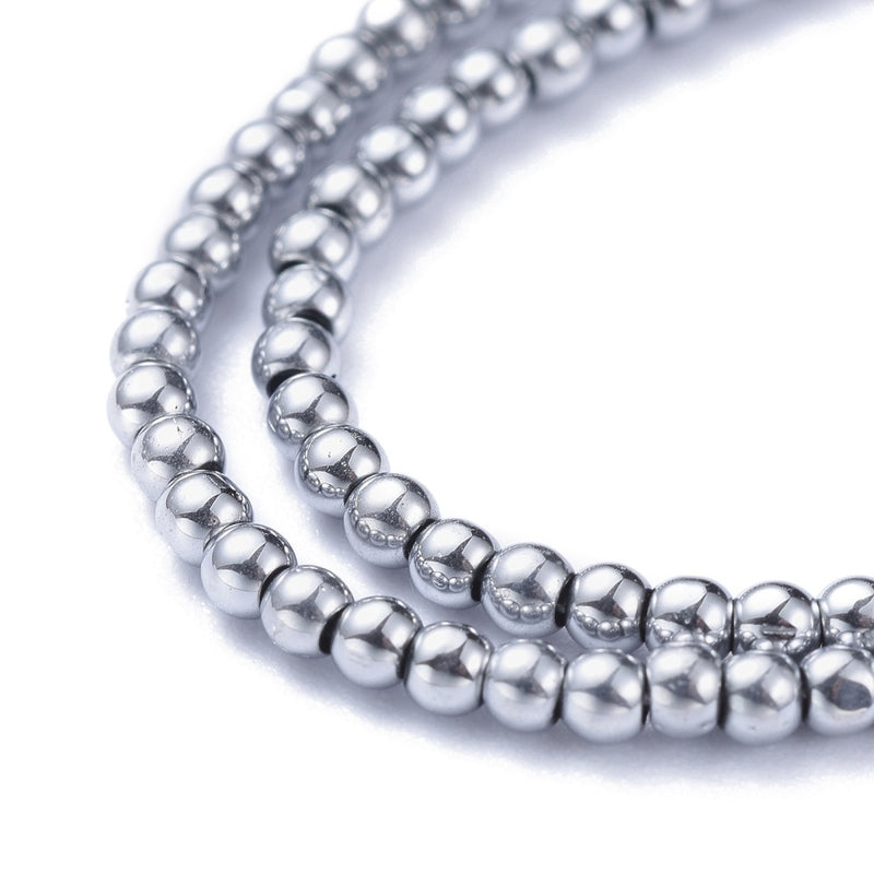 The Bead Store 2.5mm Round Glass Beads Silver Plated approx. 170 beads/string