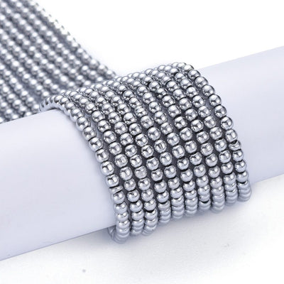 The Bead Store 2.5mm Round Glass Beads Silver Plated approx. 170 beads/string