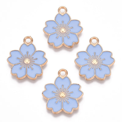 The Bead Store 20mm Gold Plated Light Blue Enamel Sakura Flower Charms ~ Pack of 2