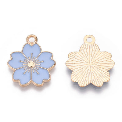The Bead Store 20mm Gold Plated Light Blue Enamel Sakura Flower Charms ~ Pack of 2