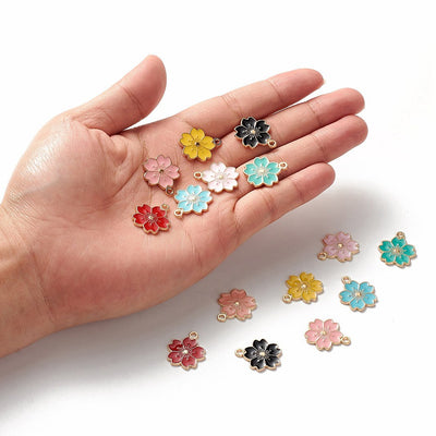 The Bead Store 20mm Gold Plated Mixed Colour Sakura Flower Charms ~ Pack of 4