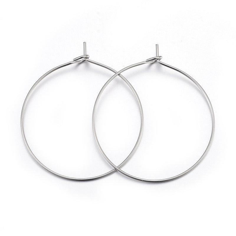 The Bead Store 20mm Stainless Steel Earring Hoops / Wine Glass Hoops
