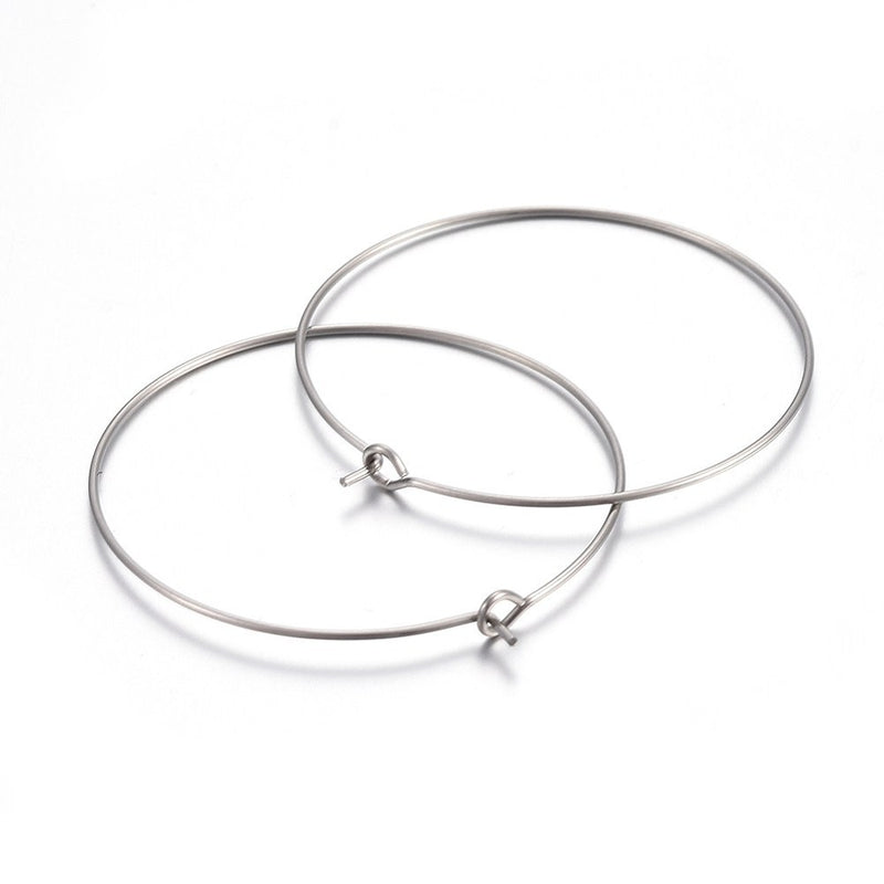 The Bead Store 20mm Stainless Steel Earring Hoops / Wine Glass Hoops