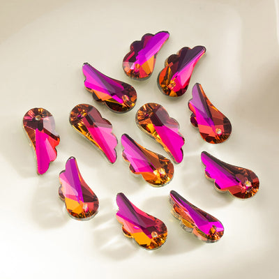 The Bead Store 20x10mm Crystal Glass Angel Wing Pendant Violet Rainbow