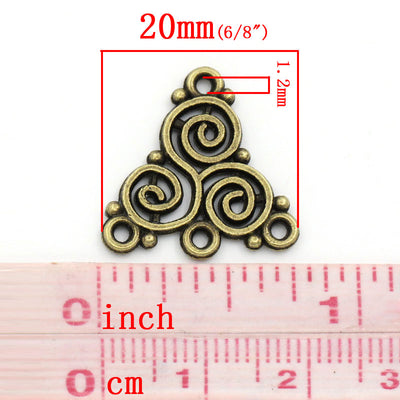 The Bead Store 20x19mm Antique Bronze Multi-Loop Connectors / Chandeliers 