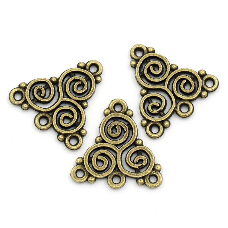 The Bead Store 20x19mm Antique Bronze Multi-Loop Connectors / Chandeliers 