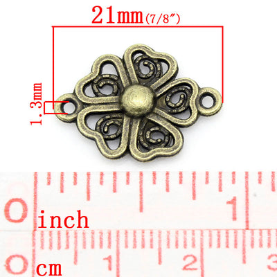 The Bead Store 21x15mm Antique Bronze Plated Flower Links ~ Pack of 2