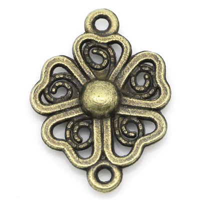 The Bead Store 21x15mm Antique Bronze Plated Flower Links ~ Pack of 2