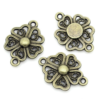 The Bead Store 21x15mm Antique Bronze Plated Flower Links ~ Pack of 2