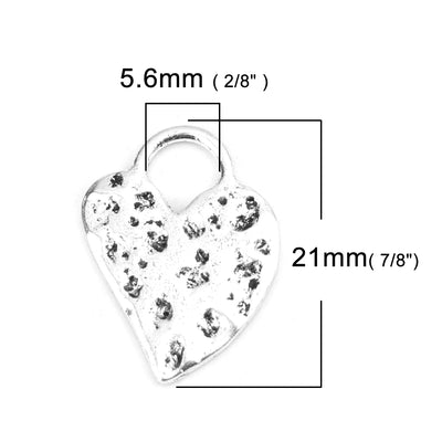 The Bead Store 21x16mm Antique Silver Plated Hammered Heart Charm