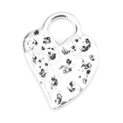 The Bead Store 21x16mm Antique Silver Plated Hammered Heart Charm