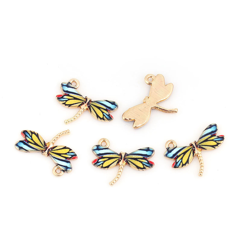 The Bead Store 22x17mm Gold Plated Enamelled Dragonfly Charm 