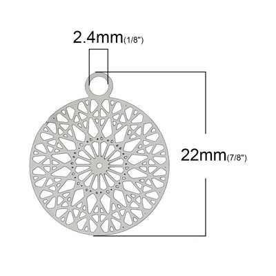 The Bead Store 22x18mm Round Stainless Steel Filigree Pendant