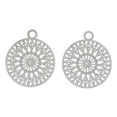 The Bead Store 22x18mm Round Stainless Steel Filigree Pendant